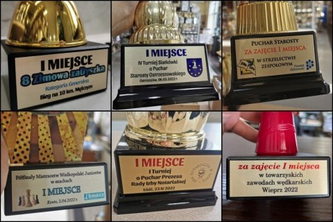 Komplet pucharów z opisem Zestaw trzech pucharów Komplet pucharów z opisem Zestaw trzech pucharów