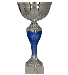 Srebrno-niebieski puchar metalowo - plastikowy 8367
